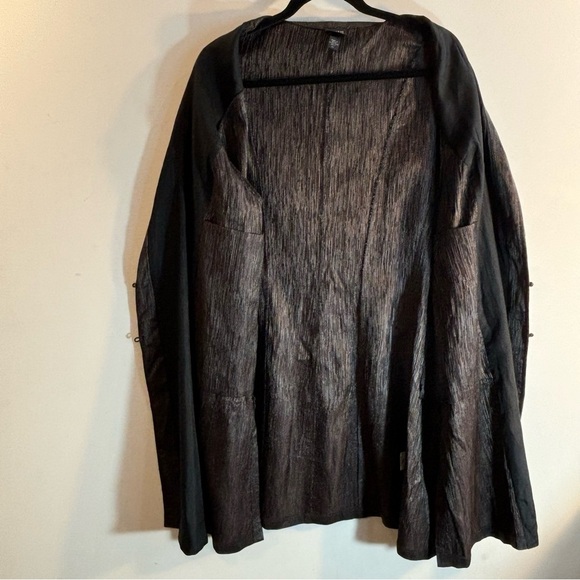 EILEEN FISHER Sz 2X Tunic Top Buttoned Pockets Silk Wool Blend Metallic Sheen - Picture 13 of 13